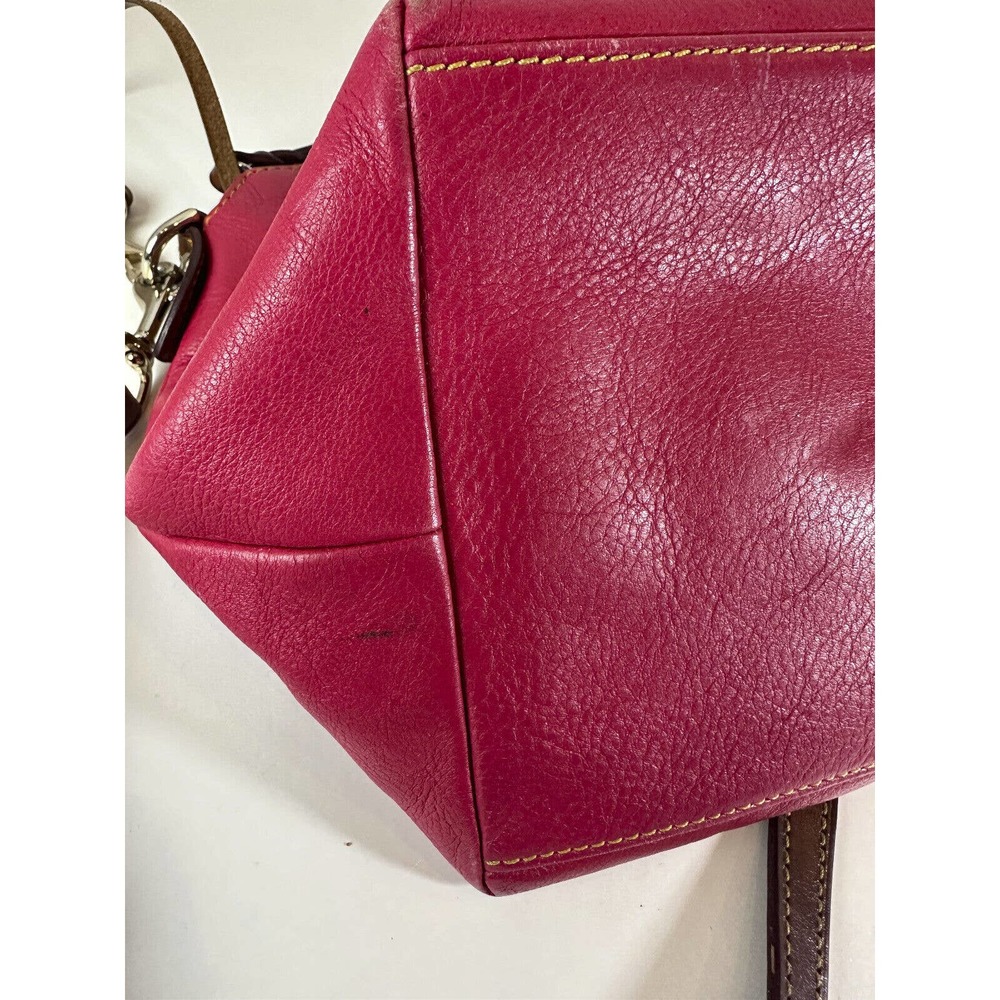 Dooney & Bourke Genuine Florentine Vacchetta Leather Domed Satchel Handbag Purse - Picture 9 of 16